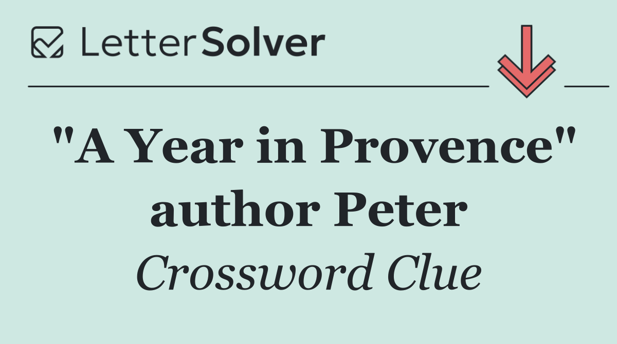 "A Year in Provence" author Peter