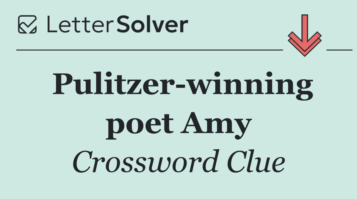 Pulitzer winning poet Amy