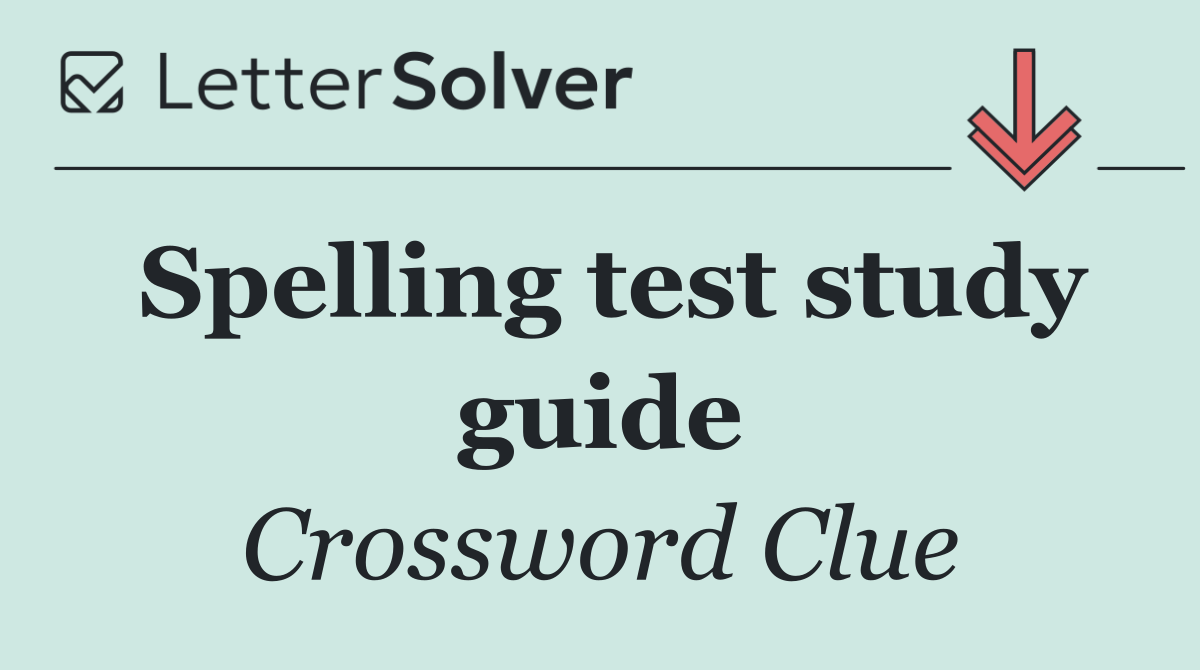 Spelling test study guide