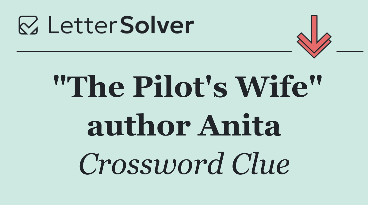 "The Pilot's Wife" author Anita