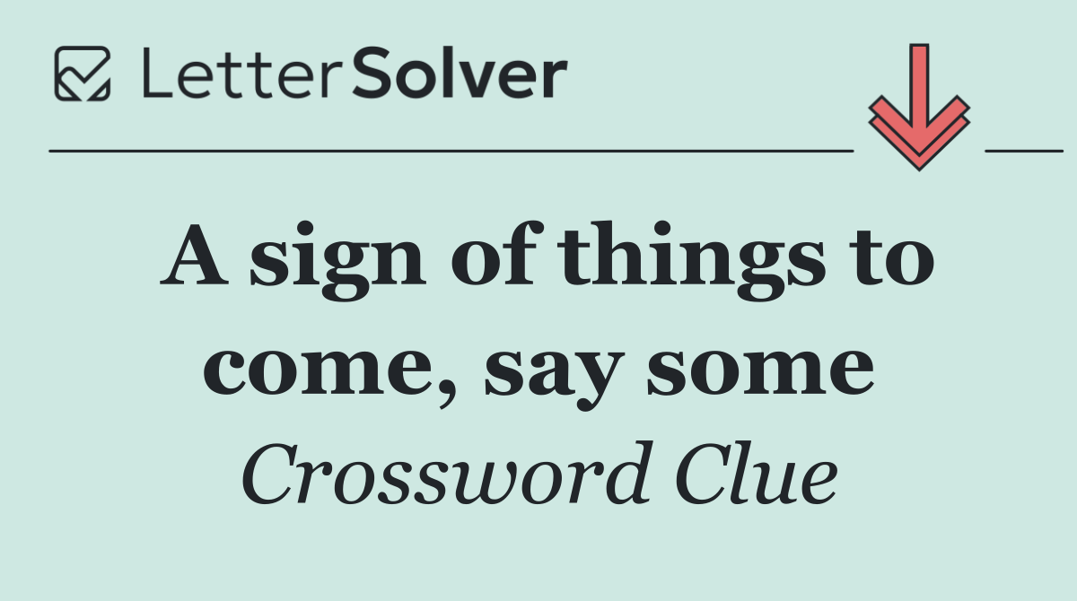 A sign of things to come, say some