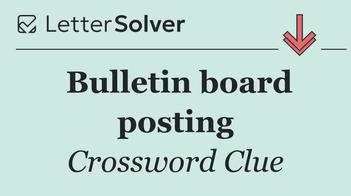 Bulletin board posting