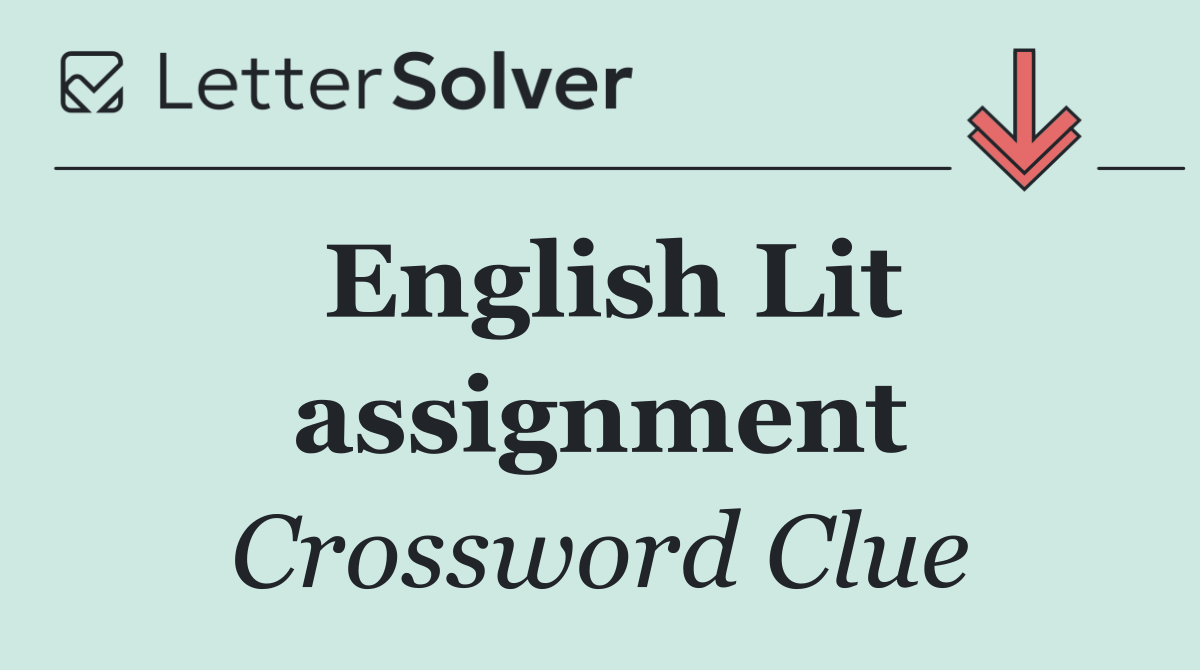 English Lit assignment