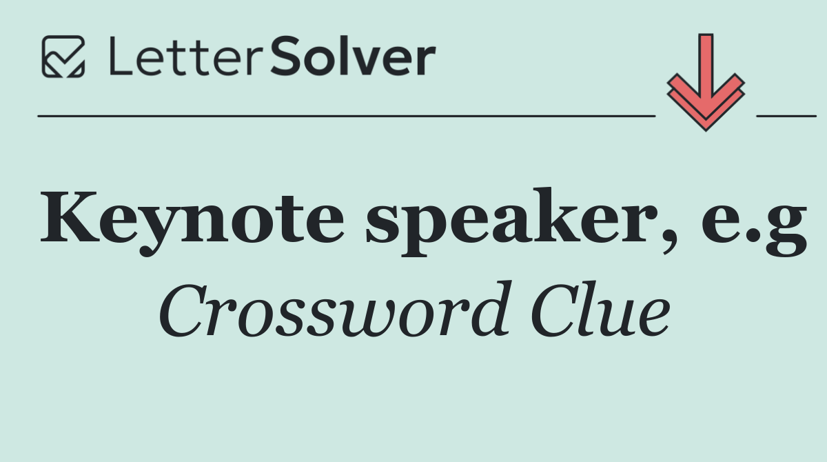 Keynote speaker, e.g