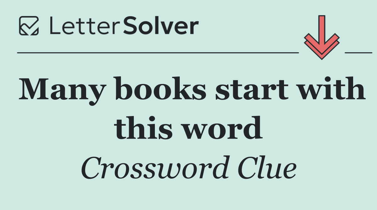Many books start with this word