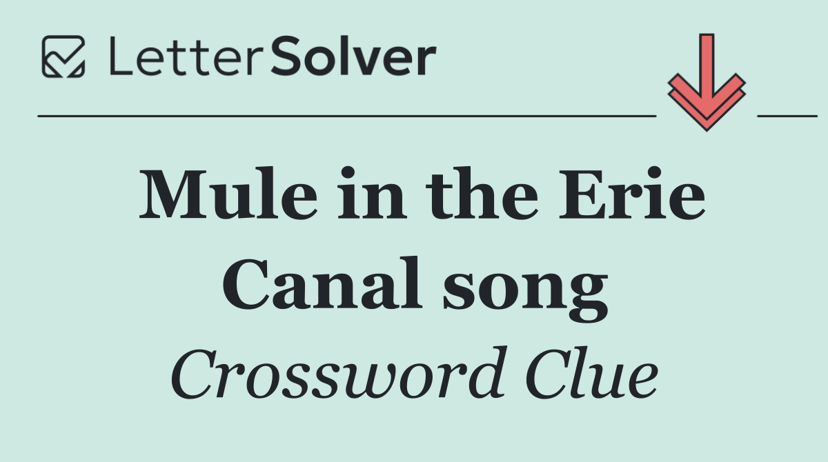 Mule in the Erie Canal song