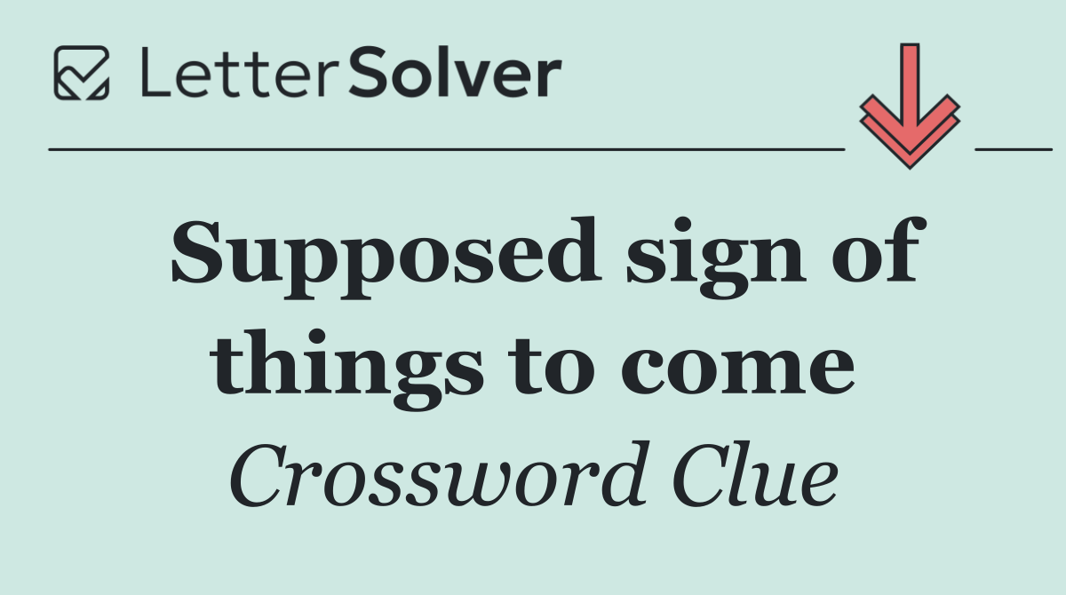 Supposed sign of things to come
