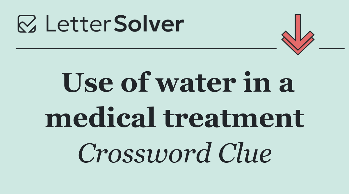 Use of water in a medical treatment