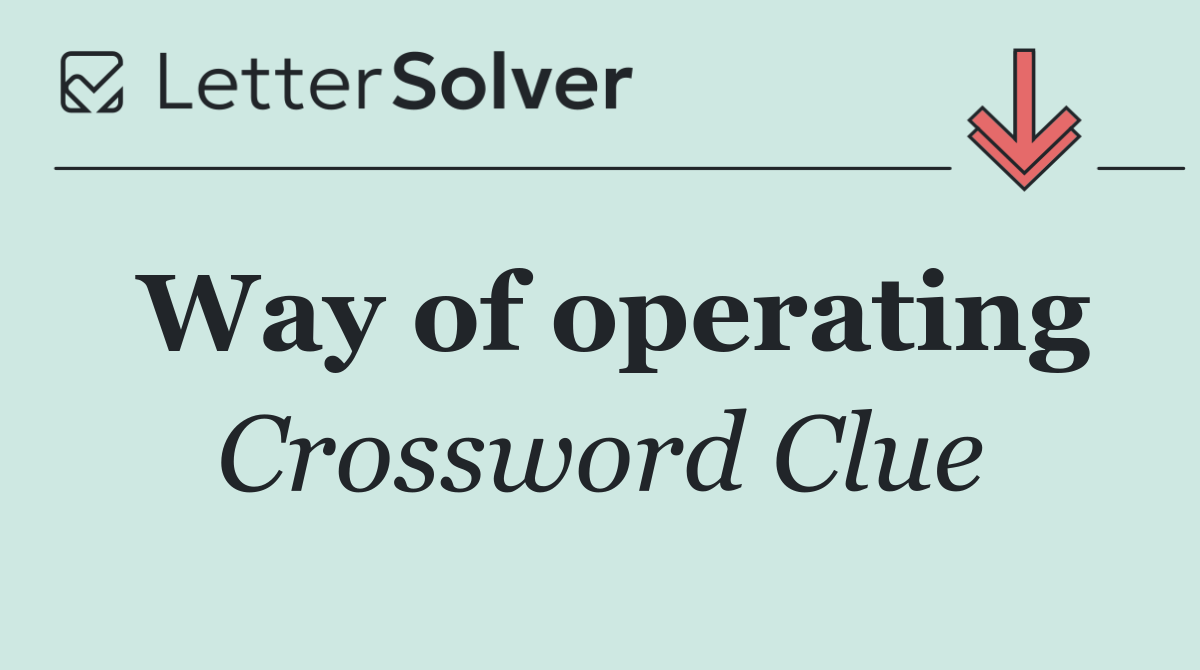 Way of operating