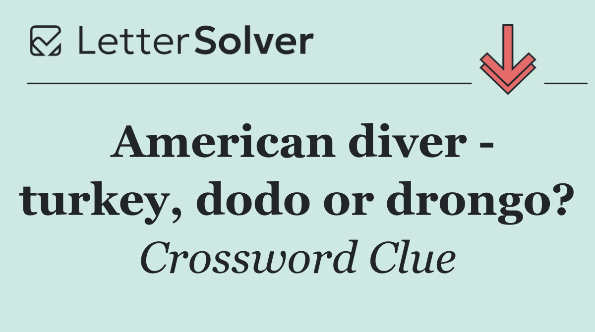 American diver   turkey, dodo or drongo?