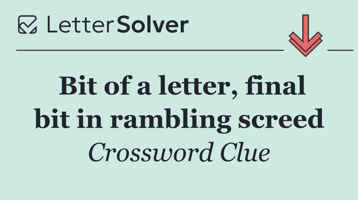Bit of a letter, final bit in rambling screed