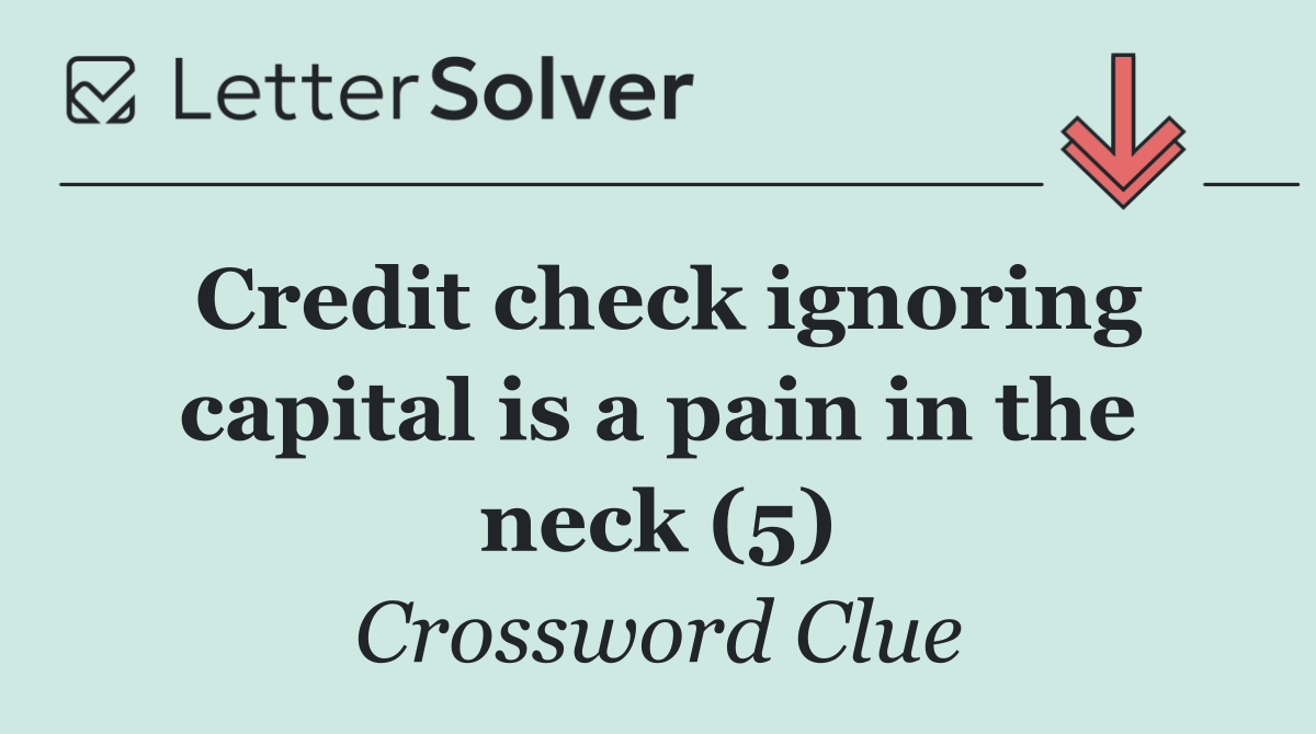 Credit check ignoring capital is a pain in the neck (5)