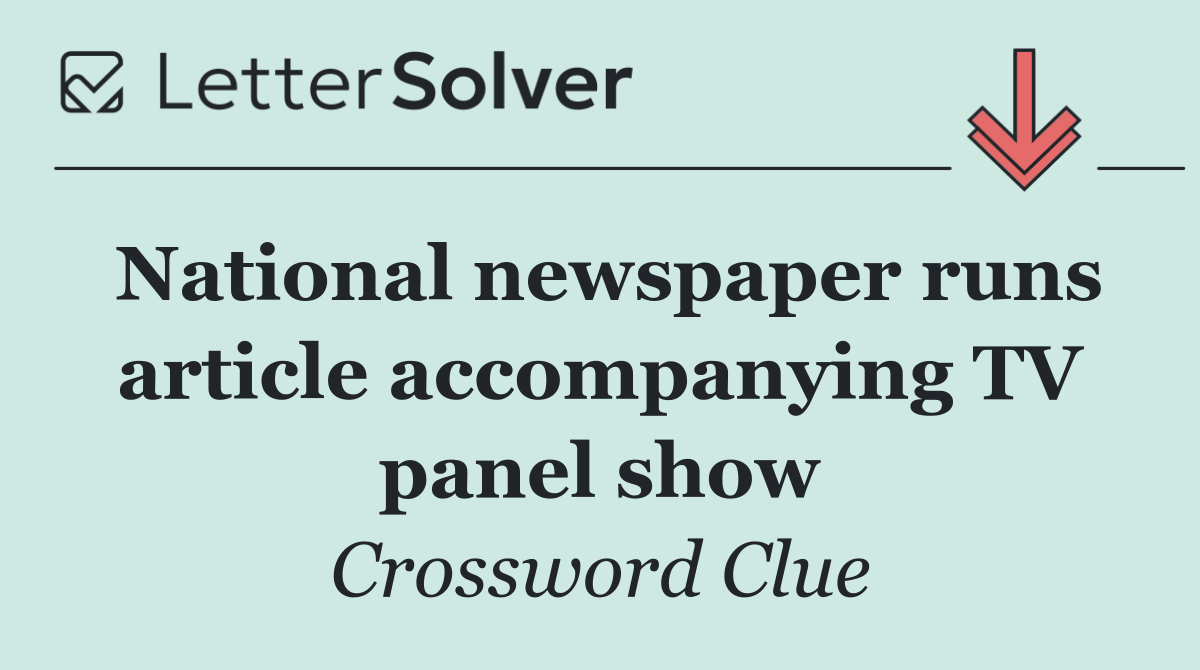 National newspaper runs article accompanying TV panel show