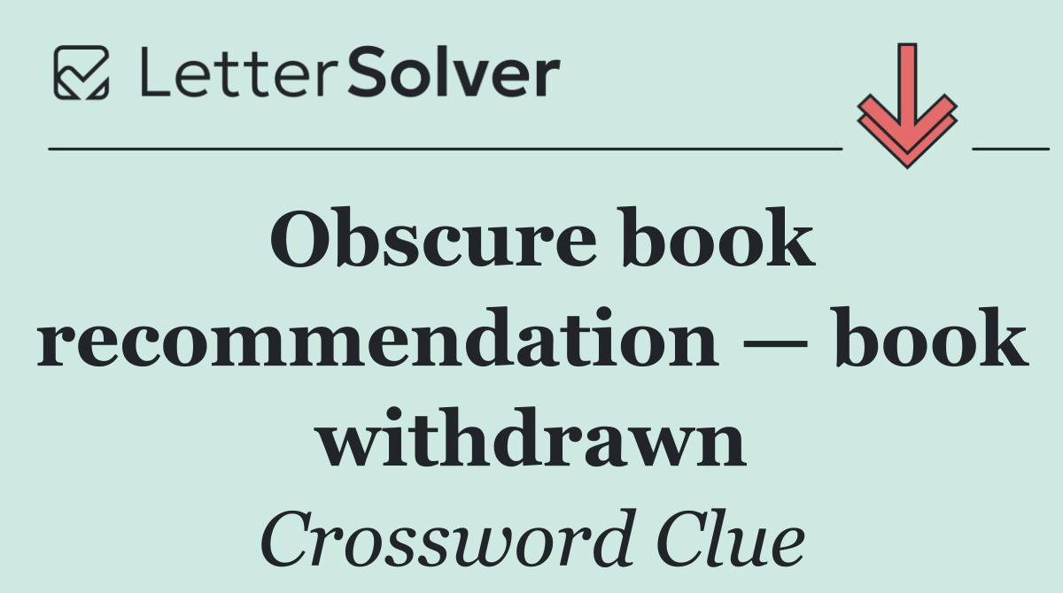 Obscure book recommendation — book withdrawn