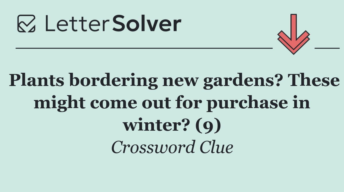 Plants bordering new gardens? These might come out for purchase in winter? (9)