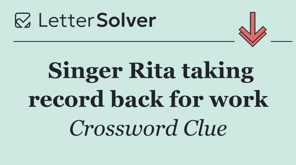Singer Rita taking record back for work
