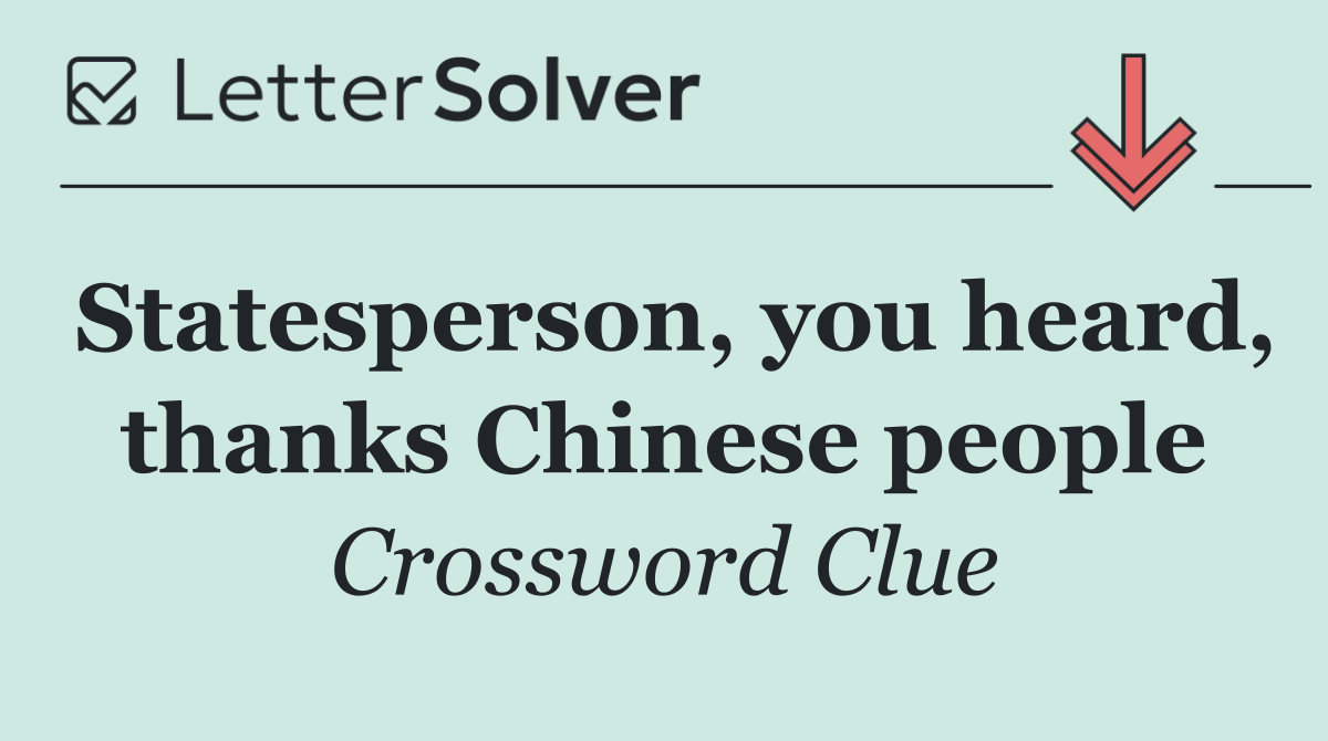 Statesperson, you heard, thanks Chinese people