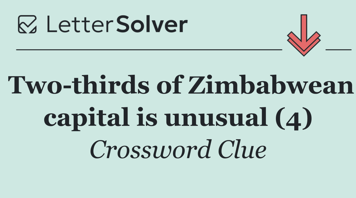 Two thirds of Zimbabwean capital is unusual (4)