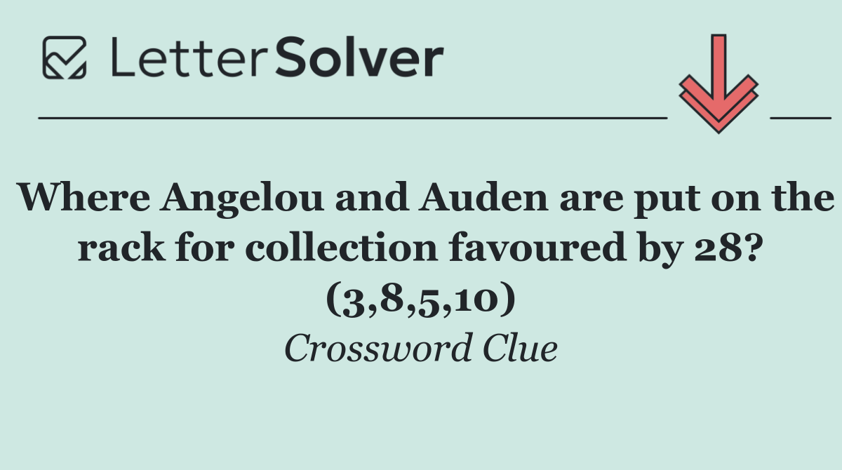 Where Angelou and Auden are put on the rack for collection favoured by 28? (3,8,5,10)