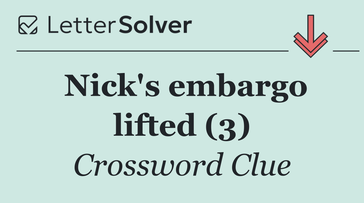 Nick's embargo lifted (3)