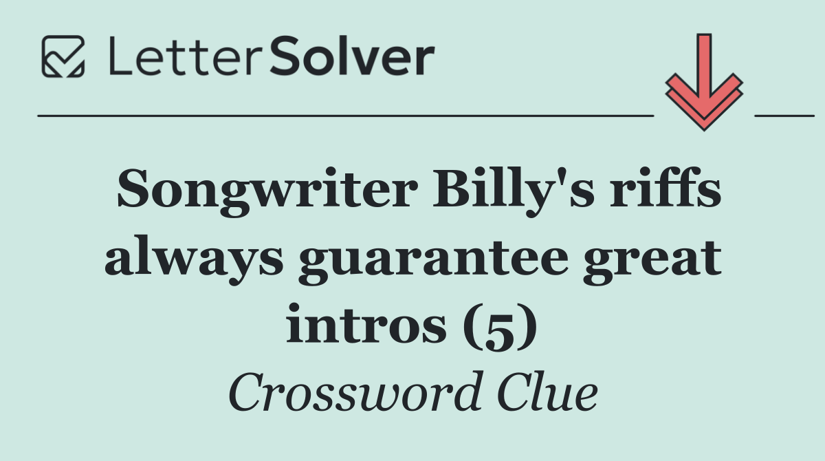 Songwriter Billy's riffs always guarantee great intros (5)