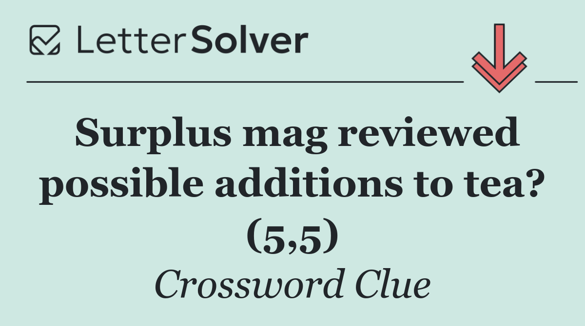 Surplus mag reviewed possible additions to tea? (5,5)
