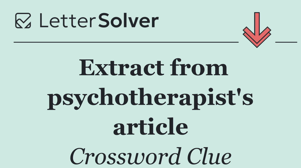 Extract from psychotherapist's article