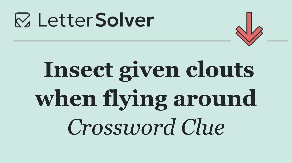 Insect given clouts when flying around