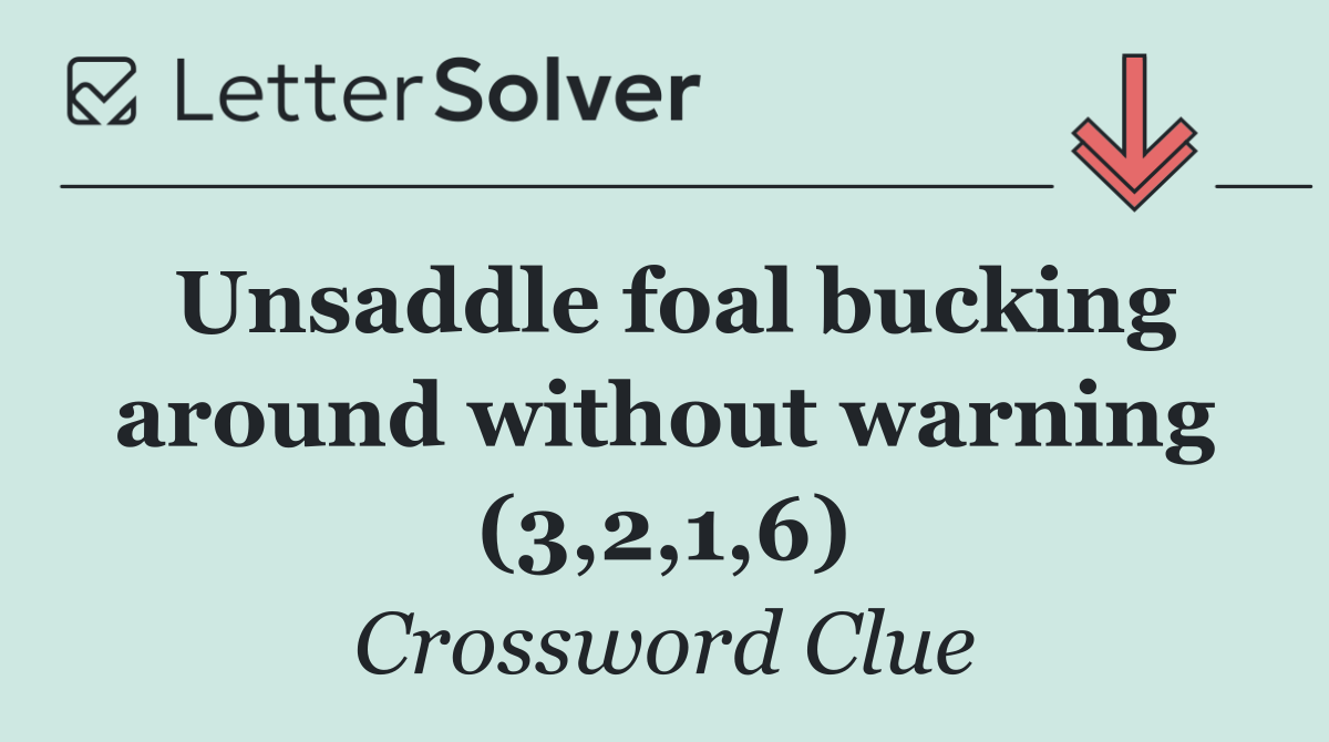 Unsaddle foal bucking around without warning (3,2,1,6)