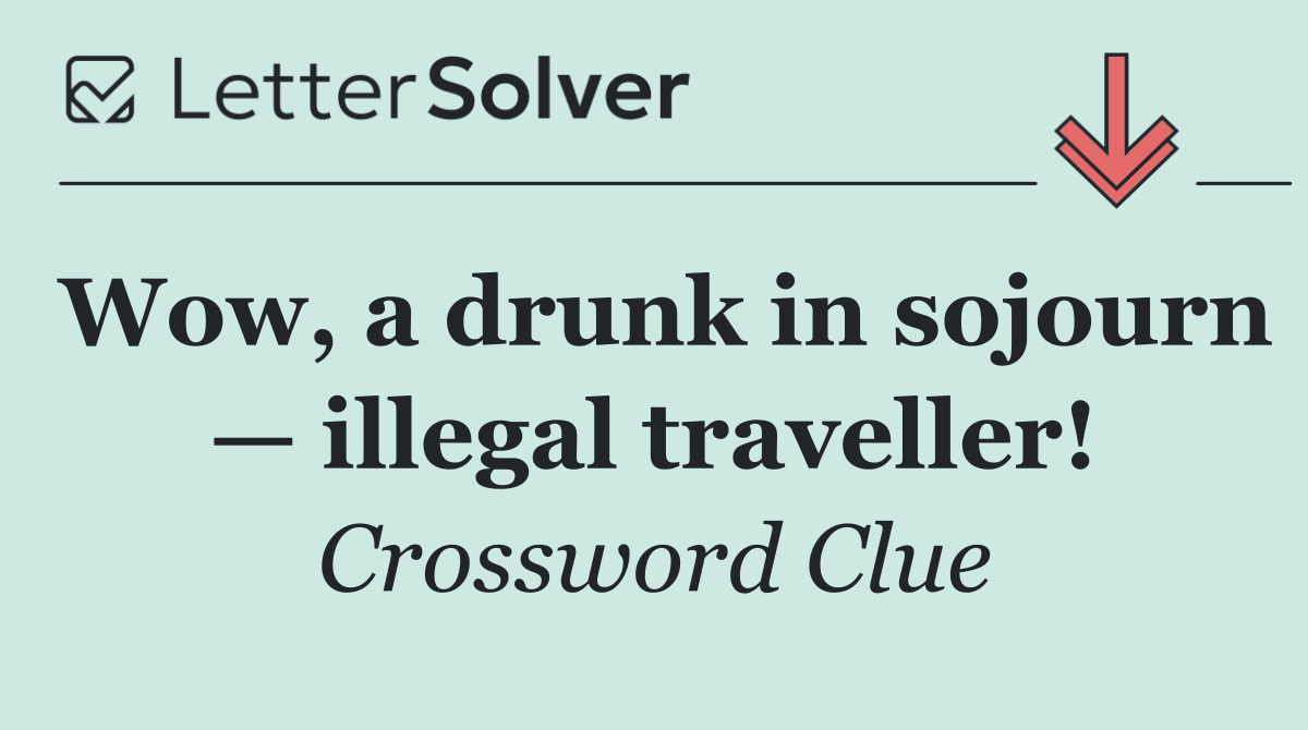 Wow, a drunk in sojourn — illegal traveller!