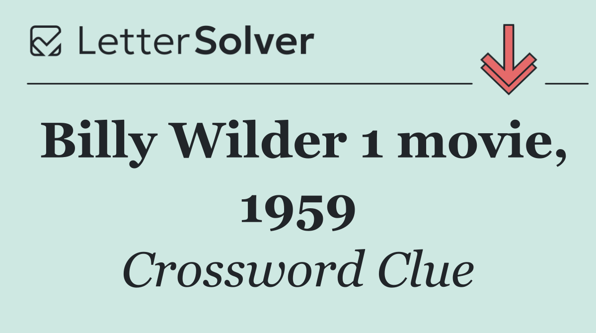 Billy Wilder 1 movie, 1959