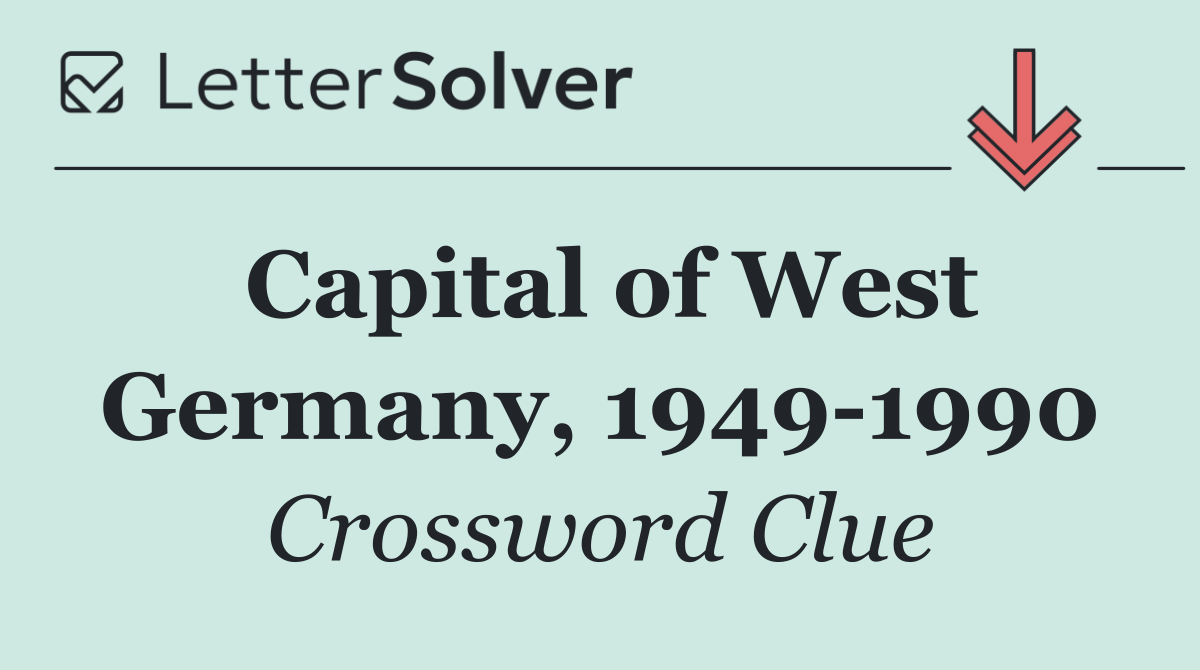 Capital of West Germany, 1949 1990