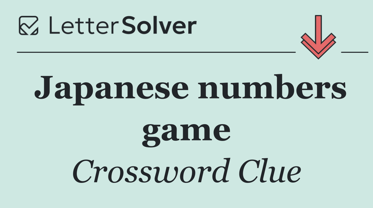 Japanese numbers game