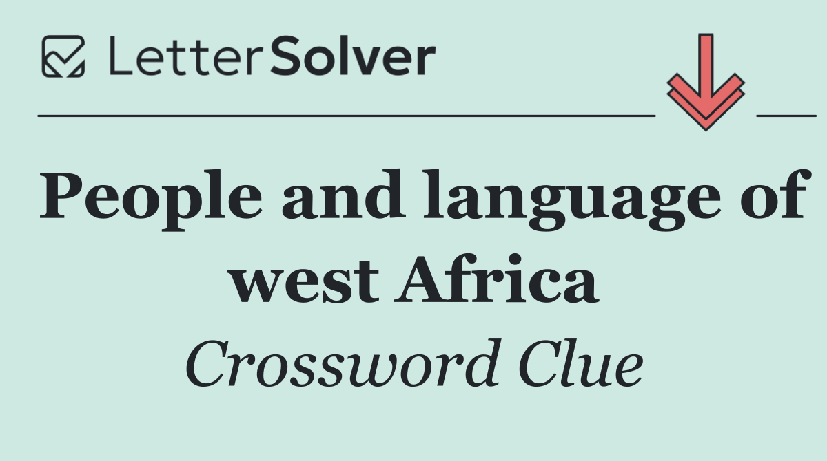 People and language of west Africa