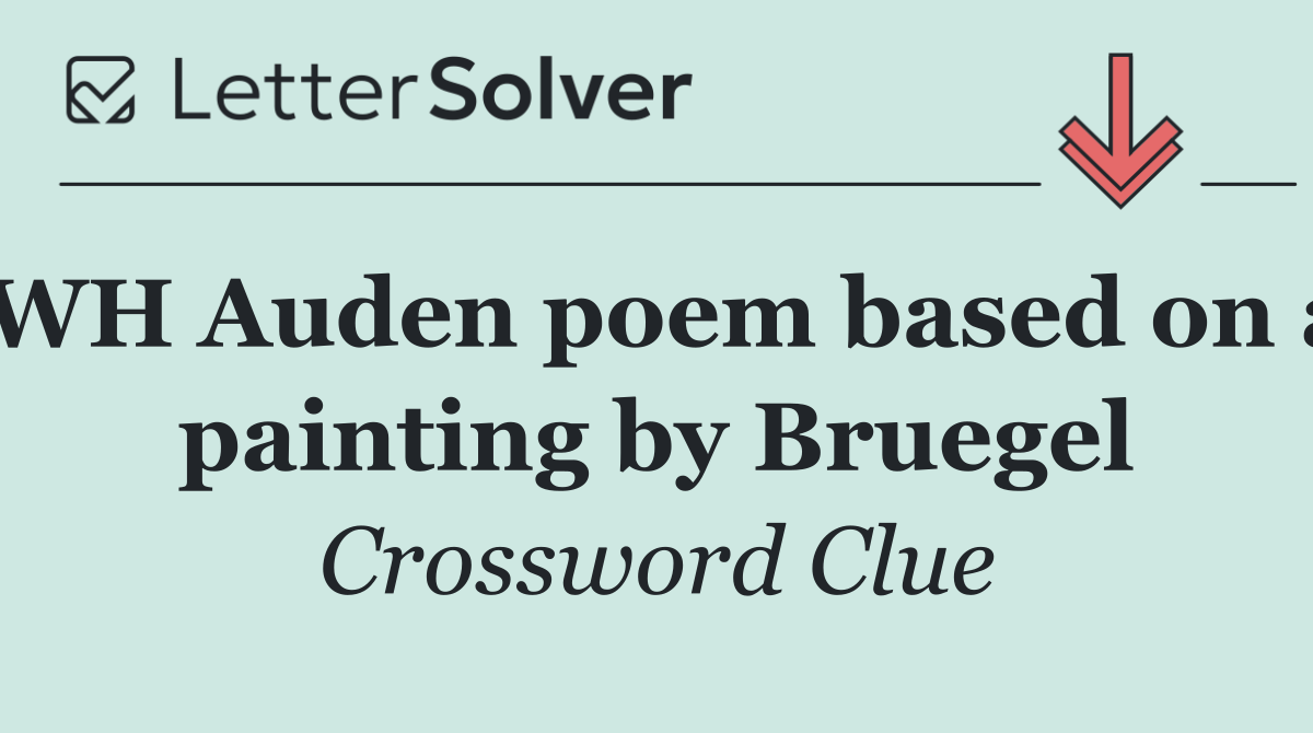 WH Auden poem based on a painting by Bruegel
