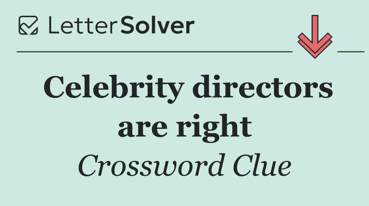 Celebrity directors are right