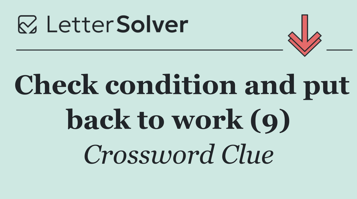 Check condition and put back to work (9)
