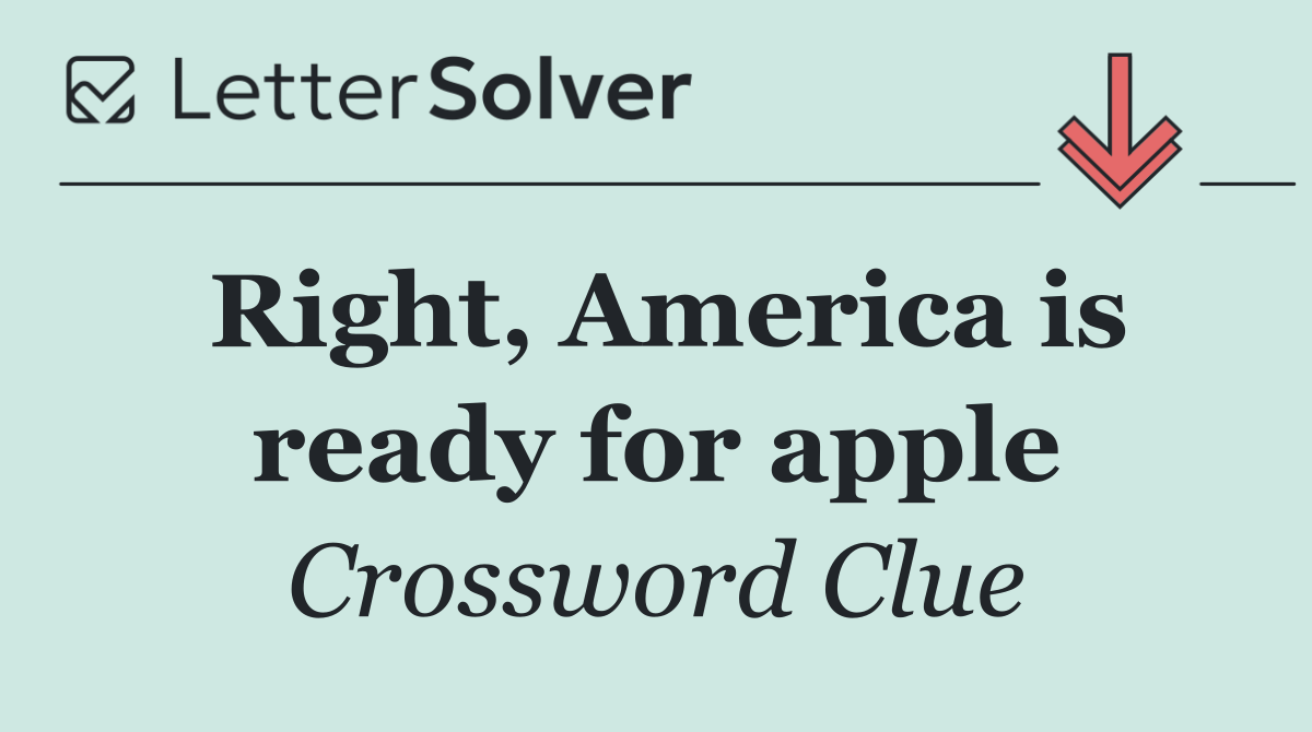 Right, America is ready for apple