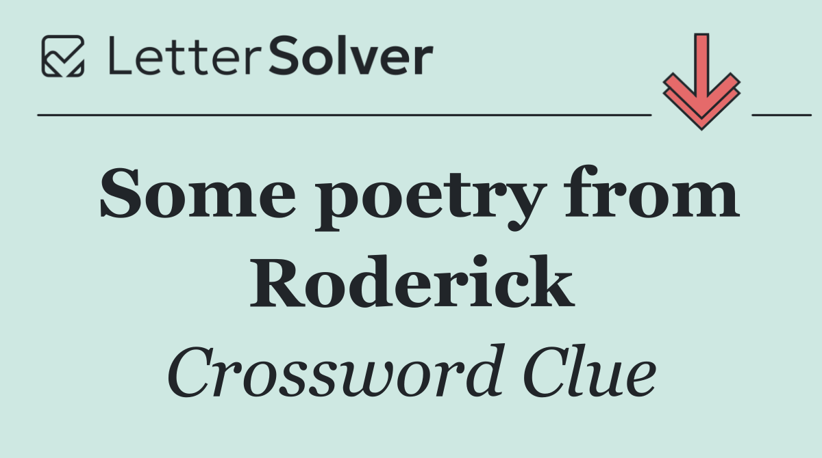 Some poetry from Roderick