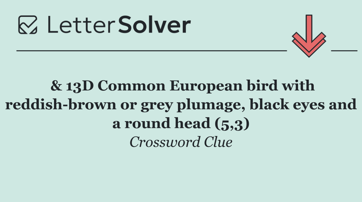 & 13D Common European bird with reddish brown or grey plumage, black eyes and a round head (5,3)