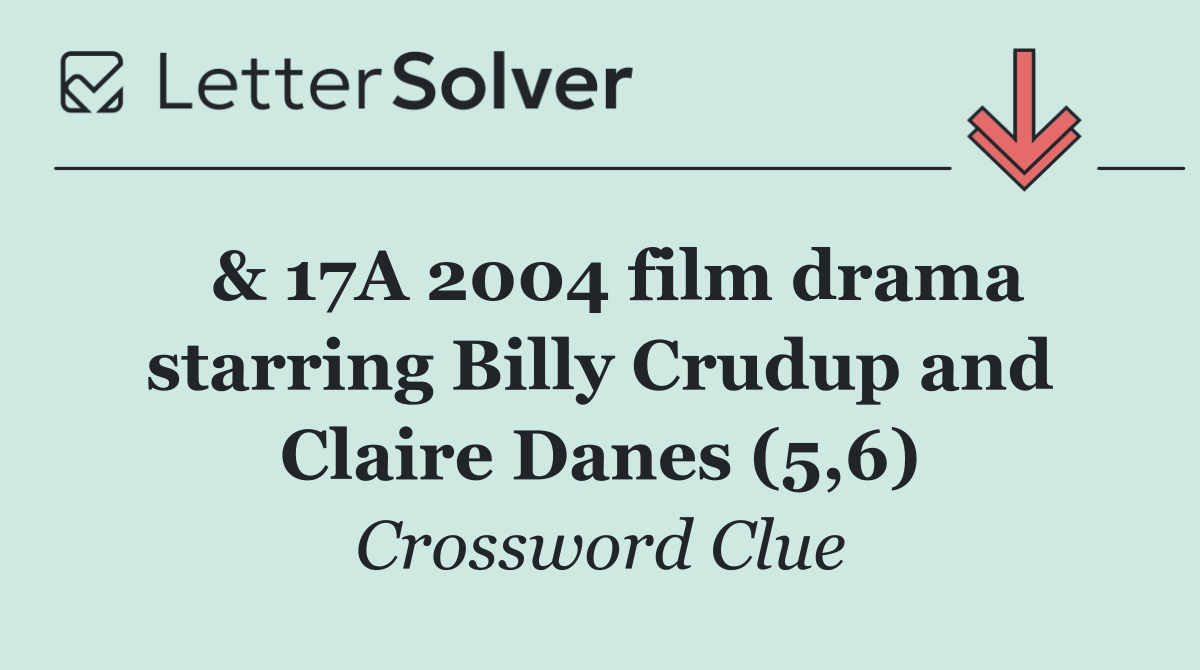  & 17A 2004 film drama starring Billy Crudup and Claire Danes (5,6)