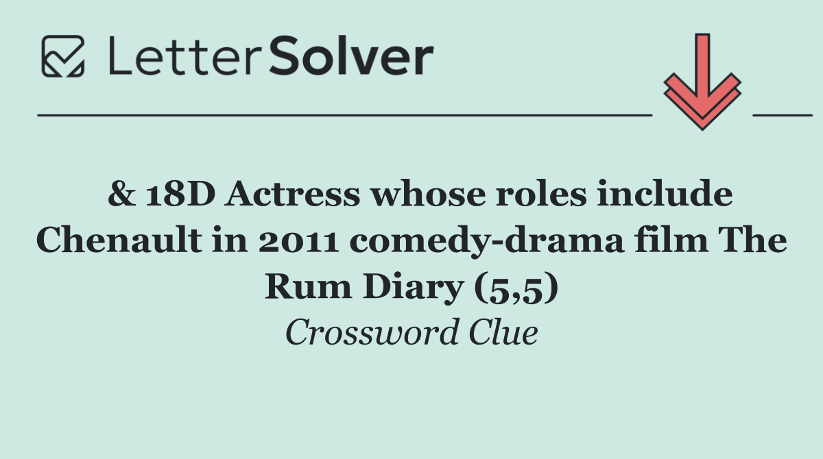  & 18D Actress whose roles include Chenault in 2011 comedy drama film The Rum Diary (5,5)