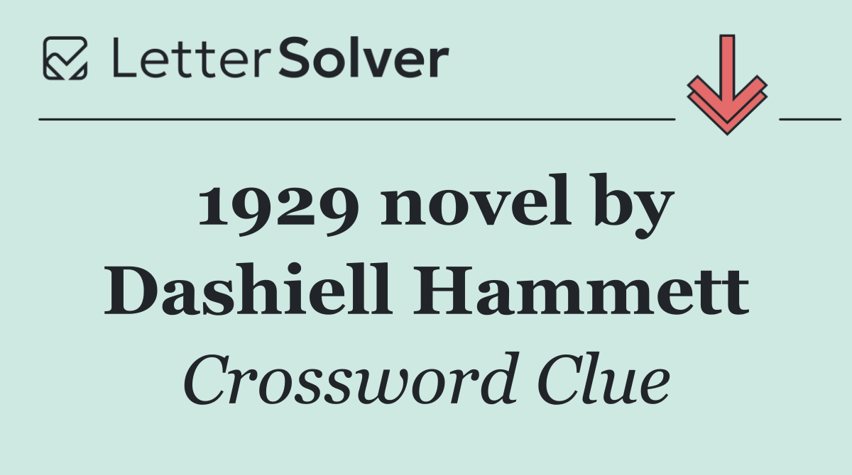 1929 novel by Dashiell Hammett