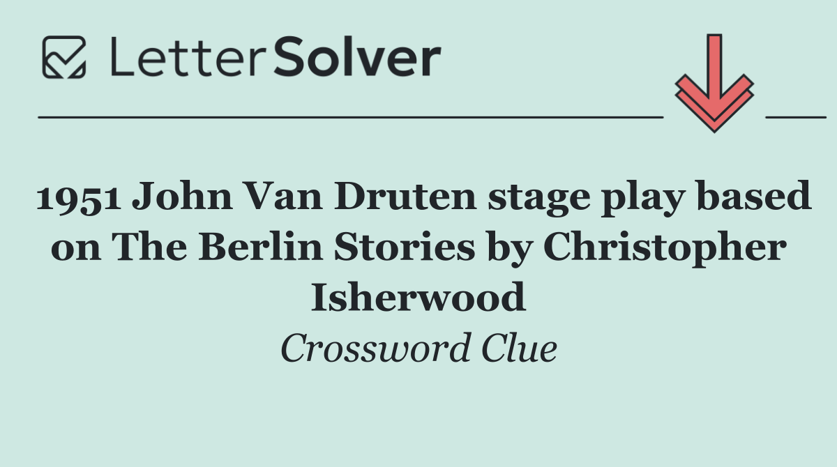 1951 John Van Druten stage play based on The Berlin Stories by Christopher Isherwood