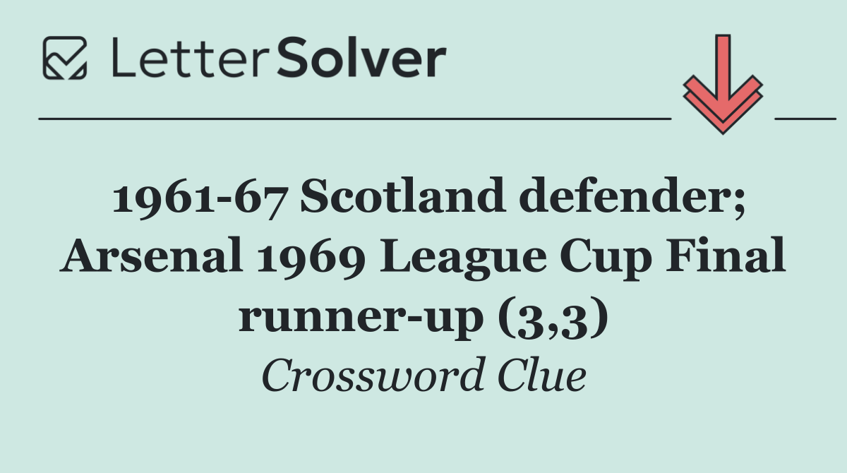 1961 67 Scotland defender; Arsenal 1969 League Cup Final runner up (3,3)