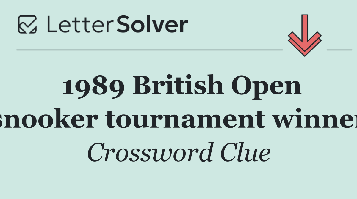 1989 British Open snooker tournament winner