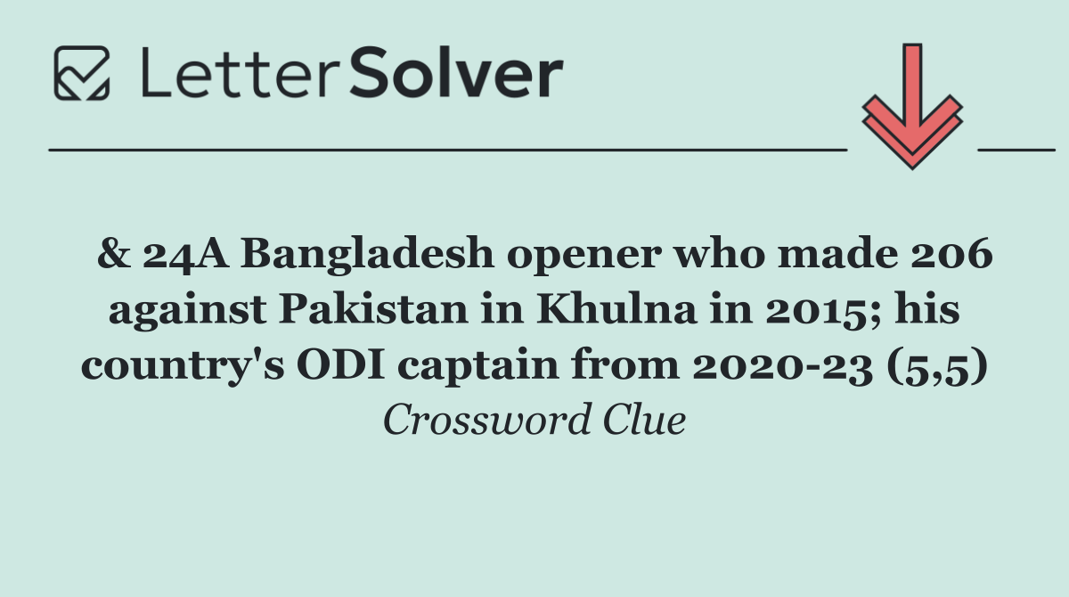  & 24A Bangladesh opener who made 206 against Pakistan in Khulna in 2015; his country's ODI captain from 2020 23 (5,5)