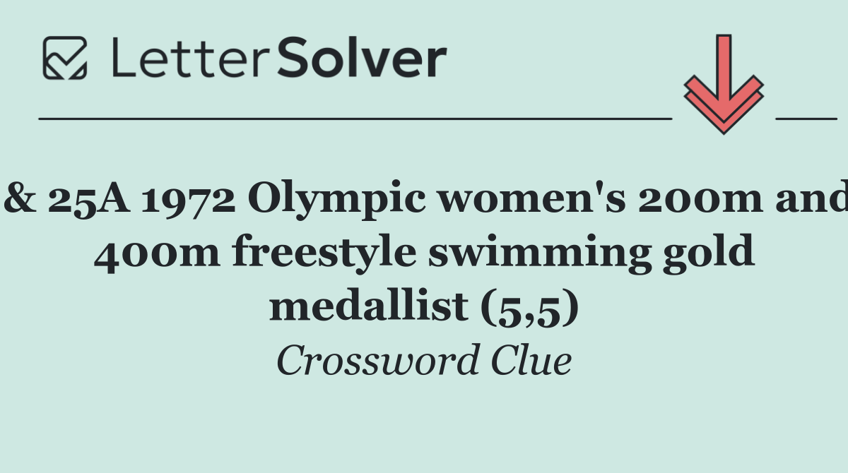 & 25A 1972 Olympic women's 200m and 400m freestyle swimming gold medallist (5,5)