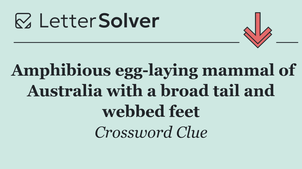 Amphibious egg laying mammal of Australia with a broad tail and webbed feet