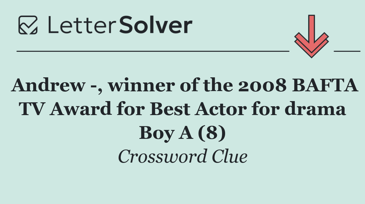 Andrew  , winner of the 2008 BAFTA TV Award for Best Actor for drama Boy A (8)